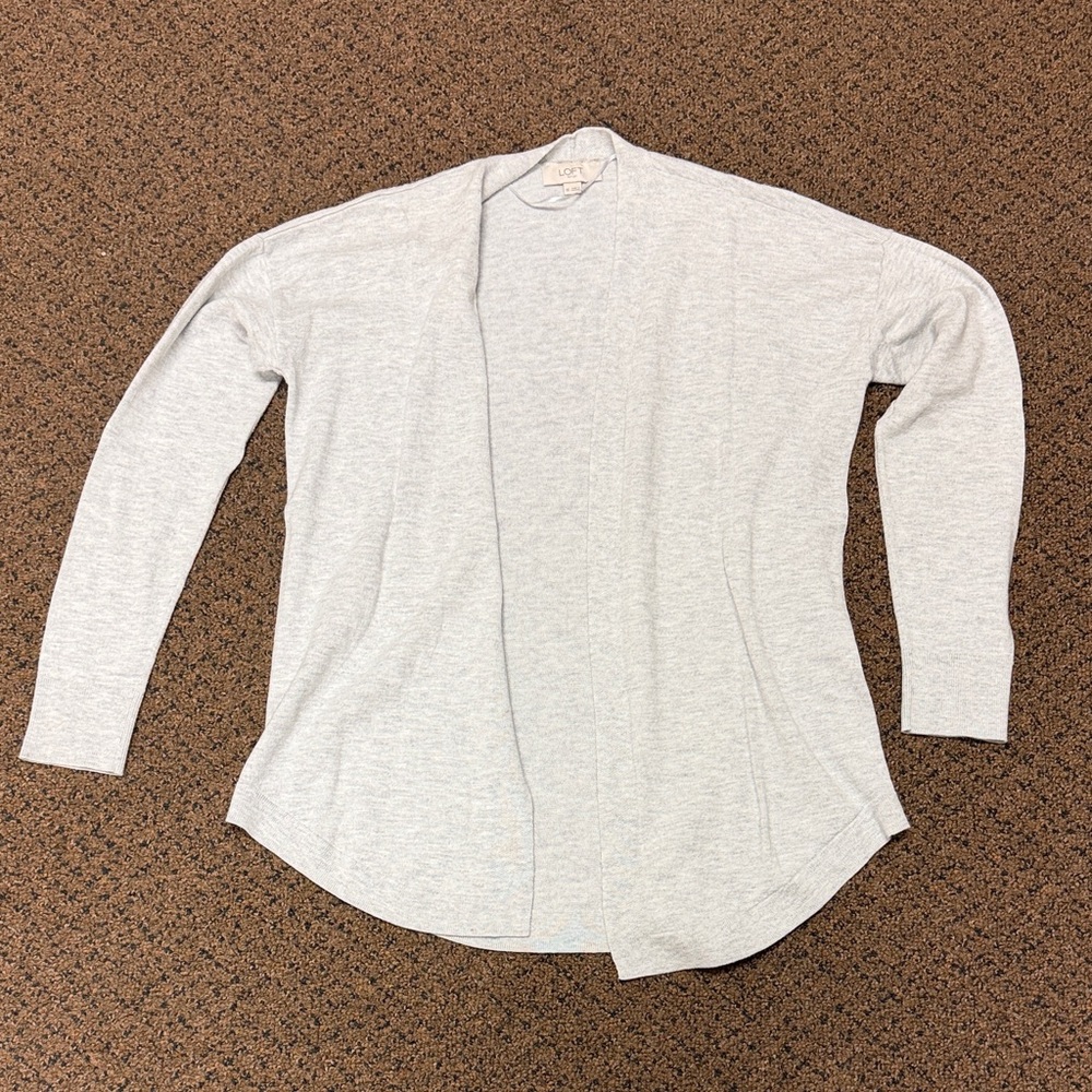 LOFT Light Gray Long Sleeve Cardigan